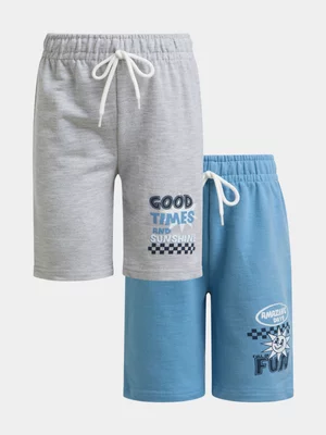 Jet Younger Boys Rivera And Grey Mel 2PK Shorts