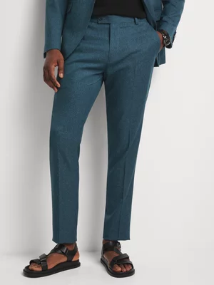 Markham Men's Skinny Fit Textured Green Suit Trousers
