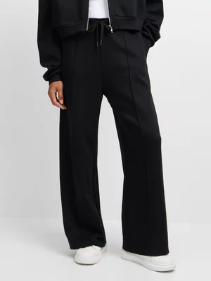 Exact Women's Black Soft Touch Wide-Leg Sweat Pants