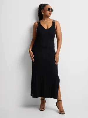 Buckle Detail Knit Bodycon Dress