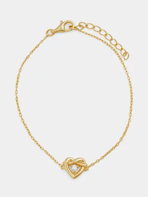 Yellow Gold Vermeil Lab Grown Diamond Love Knot Bracelet