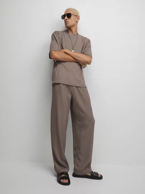The FIX Men's Grey Oversized  Co-Ord Pleated Pants