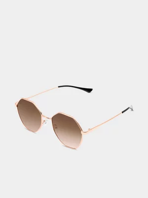 Exact Women's Rose Gold Hexagon Sunglasses