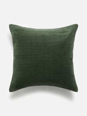 Jet Home Olive Cotton Velvet Quilted Scatter Cushion 50x50cm