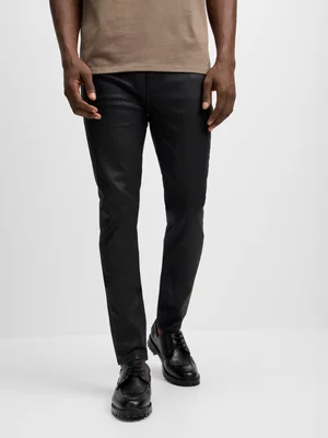 Exact Men's Black Coated Straight Leg Jeans