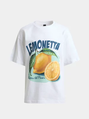 Jet Teen Boys White Relax Cut Lemon T-Shirt