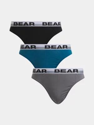 Jet Men's 3 Pack Teal/Black/Grey Plain Briefs