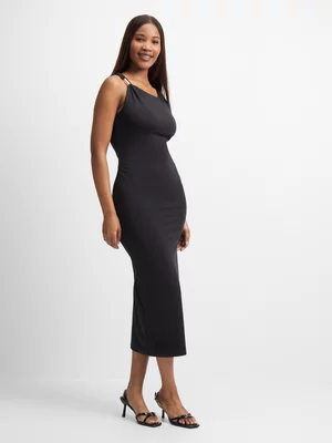 Exact Women's Black Draped Bodycon Dress