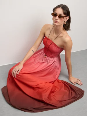 The FIX Women's Pink & Red Ombre Rouched Dress