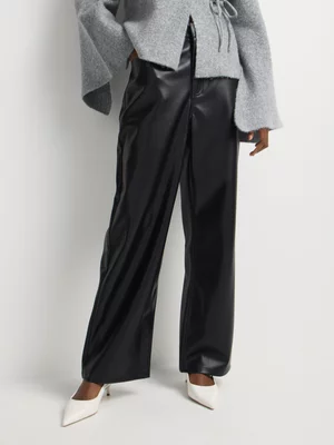 Pleather Wide Leg Pants