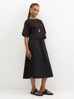 Exact Women's Black Combo Twofer Dress