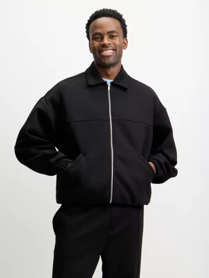 Jet Men's Black Scuba Bomber Zip Jacket