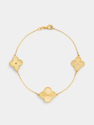 Yellow Gold Circle Bead Station Bracelet