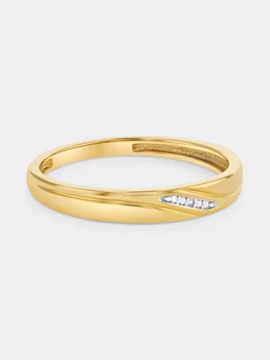Yellow Gold Earth Grown Diamond Diagonal Ring
