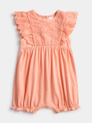 Jet Baby Girl Peach Frill Sleeve Anglaise Bodyvest