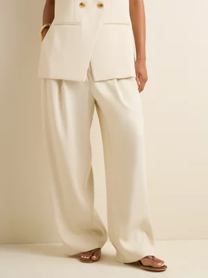 Women's Iconography Pleat-Front Pants Ivory