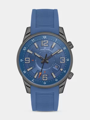 Daniel Klein Gunmetal Plated Blue Dial Blue Silicone Watch 