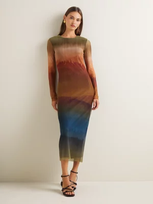 Women's Iconography Long Sleeve Mesh Midi