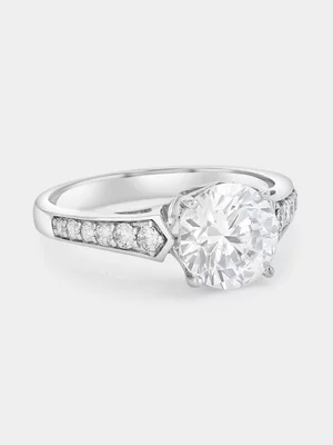 Cheté Sterling Silver Cubic Zirconia Round Solitaire Channel Ring 