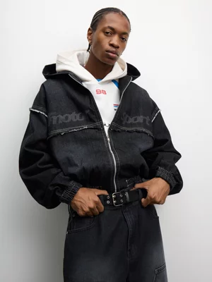 The FIX Men's Charcoal Hooded Denim Jacket