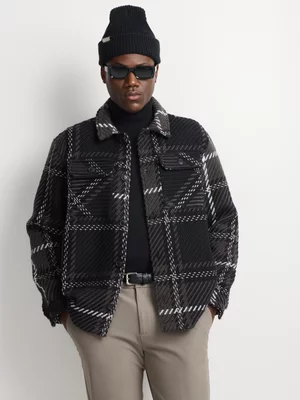 Markham Men's Regular Fit Black Check Overshirt