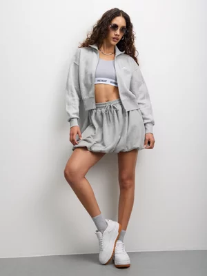 Reebok Women's Brooklyn Cropped Grey Bomber Jacket 