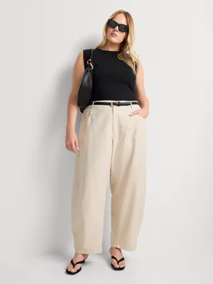 Barrel Leg Pleated Balloon Pants