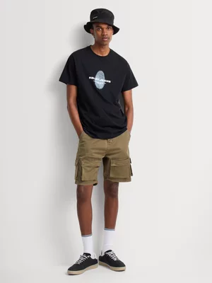 Relay Jeans Men's Regular Fit Black Graphic T-Shirt