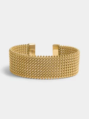 Tempo Jewellery Gold Plated Stainless Steel Woven Cuff Bangle    