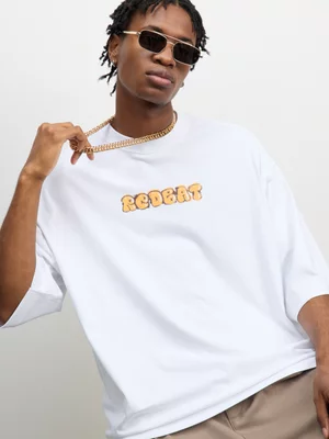 Redbat Men’s Graffiti Oversized White T-Shirt