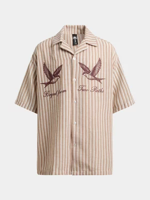 Jet Teens Boys Stone Stripe Linen Graphic Shirt