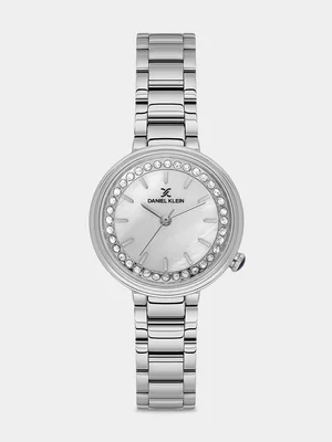 Daniel Klein Silver Plated White Dial Stainless Steel Bracelet Watch 
