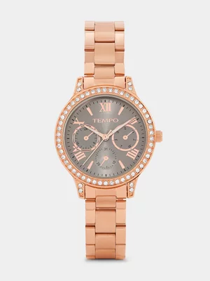 Tempo Rose Plated Grey Dial Bracelet Watch