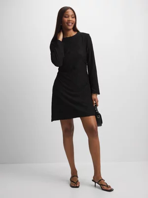 Exact Women's Black Textured Mini Dress