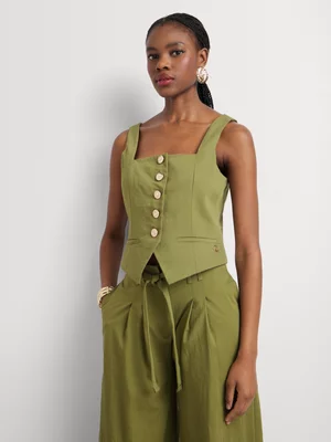 Luella Viscose Linen-Blend Waistcoat