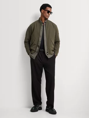 Markham Men's Smart Nylon Moss Green Bomber Jacket