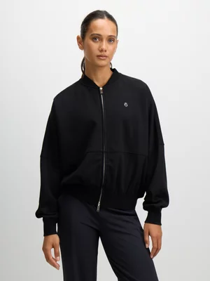 TS Womens Oversized Zip Through Black Bomber 