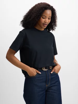 Jet Women's Black Basic Boxy T-shirt