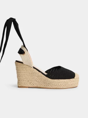 Jet Women's Black Textile Espadrill Ankle Tieup