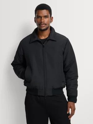 Markham Men's Smart Slim Fit Padded Black Bomber Jacket 