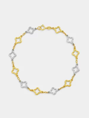 Yellow & White Gold Two-Tone Clover Bracelet 