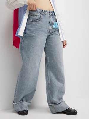 Redbat Women's Light Wash Turn Up Jeans