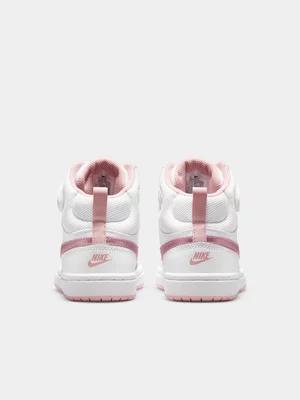 Nike Junior Pre-School Court Borough Mid 2 White/Pink Glaze Sneakers 