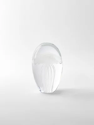Small Glass Jellyfish Decor Object White