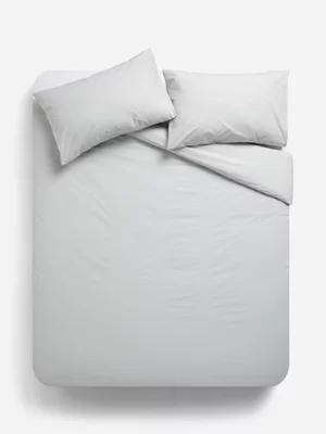 Jet Home Grey  Percale Duvet Cover Set Extra Length
