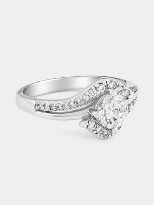 Cheté Sterling Silver Cubic Zirconia Round Embrace Ring