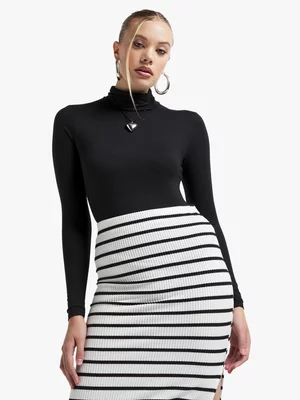 The FIX Women's Black Polo Neck Top