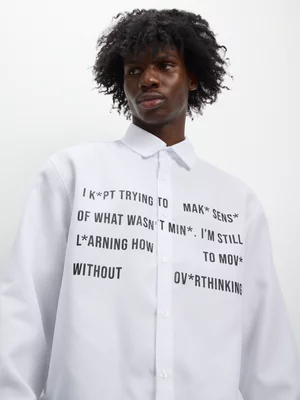 The FIX Men's White Graphic Boxy Shirt