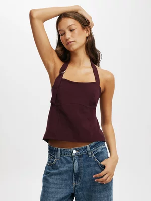 Women's Cotton On Burgundy Luis Halter Seam Top