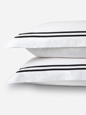 Guest House Finest Italian Cotton Pillowcase Set White/Black